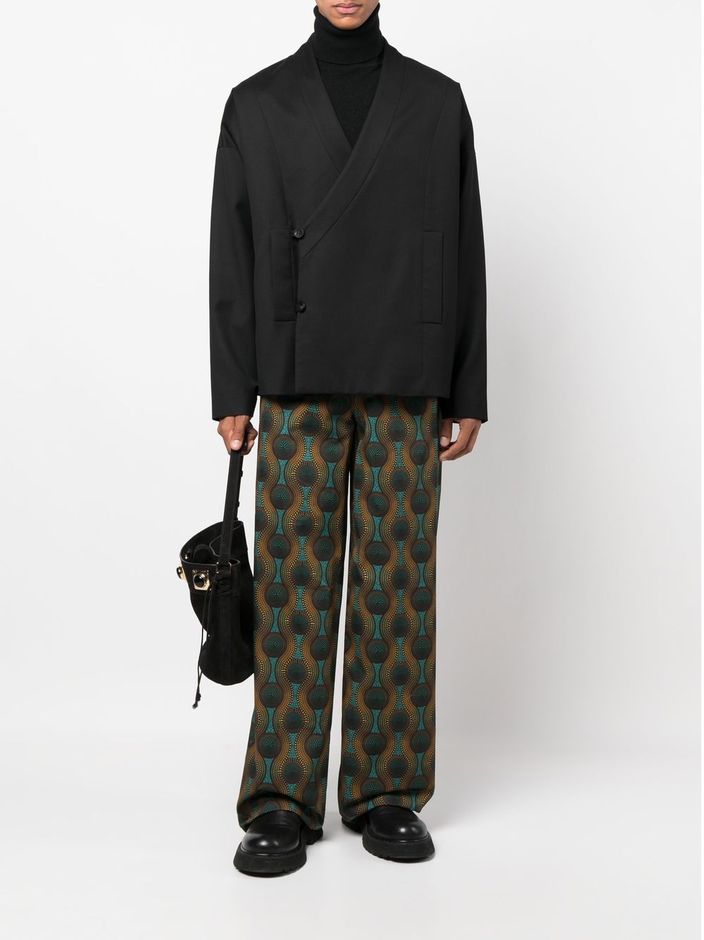 Ozwald Boateng Elastic waist printed cotton trousers