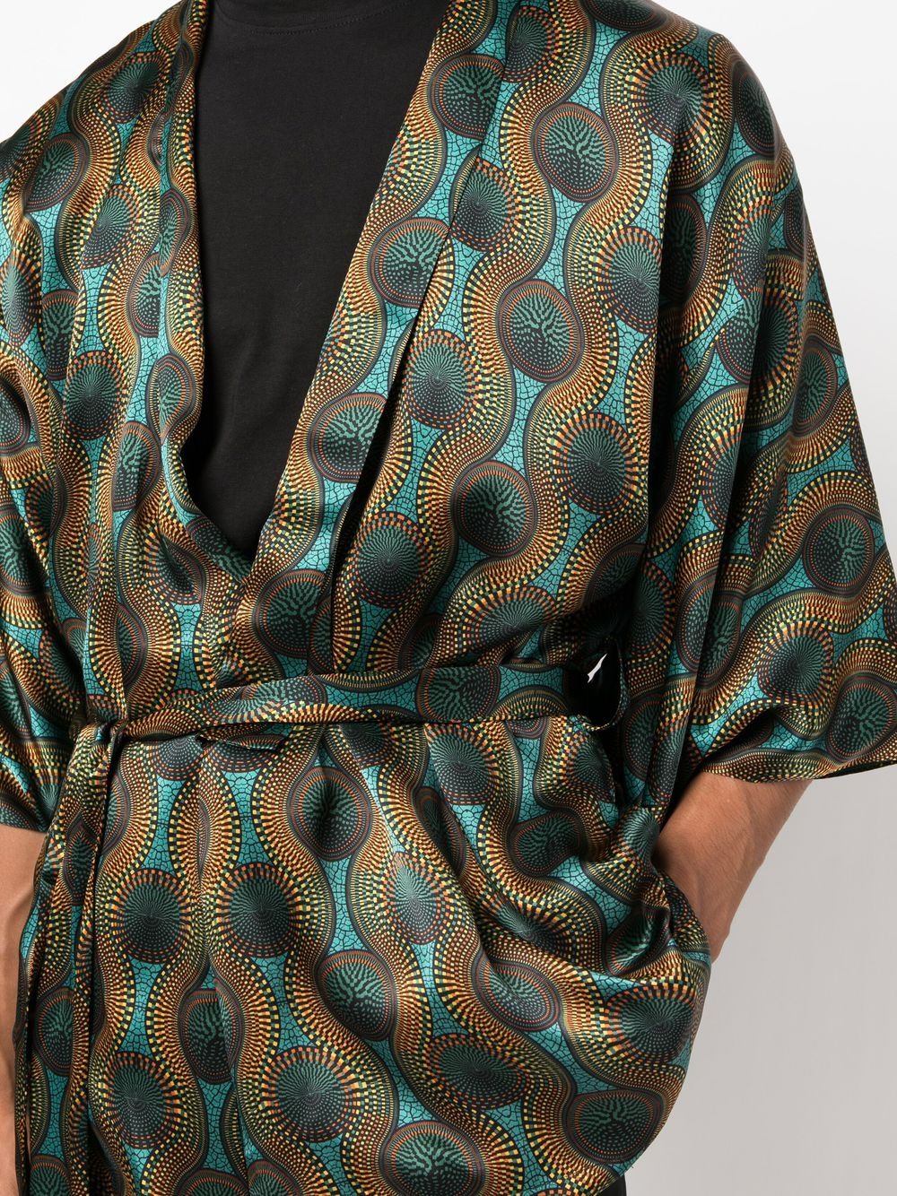 Ozwald Boateng Printed silk short kimono