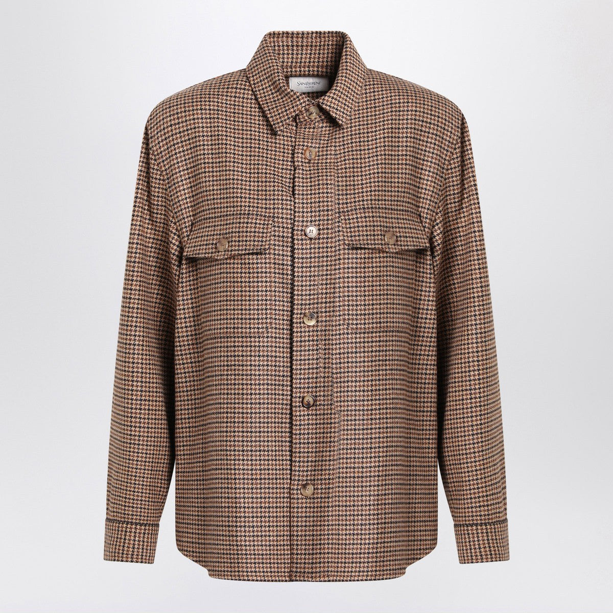 Saint Laurent Overshirt in beige/brown/black houndstooth