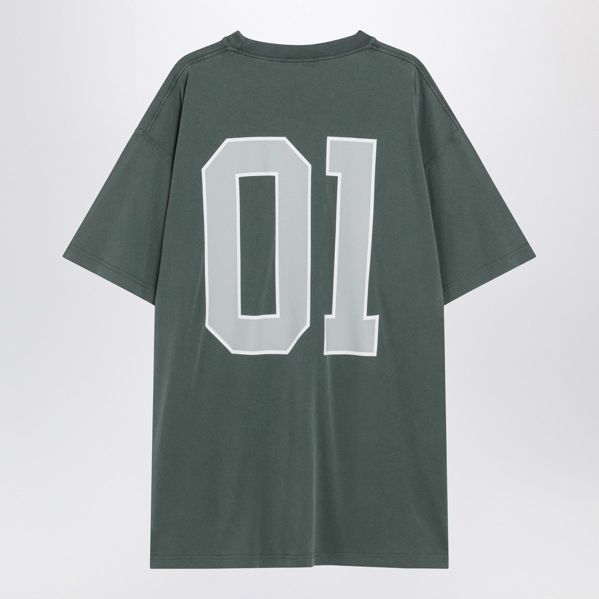Balenciaga Dark green/light grey oversized basketball T-shirt