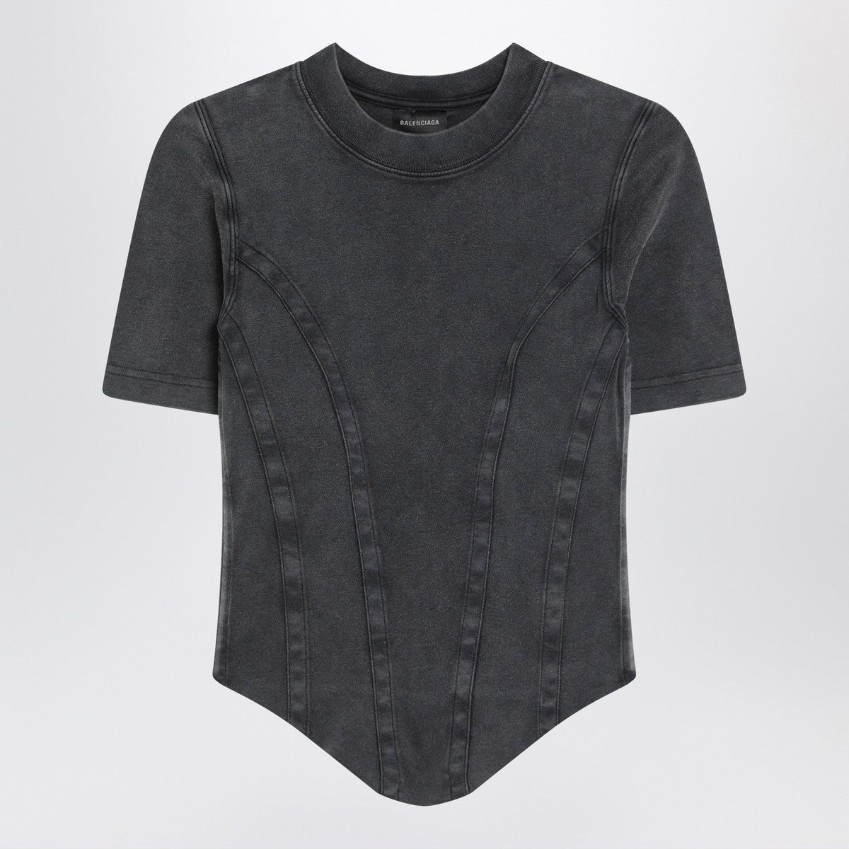 Balenciaga Washed black corset-style T-shirt