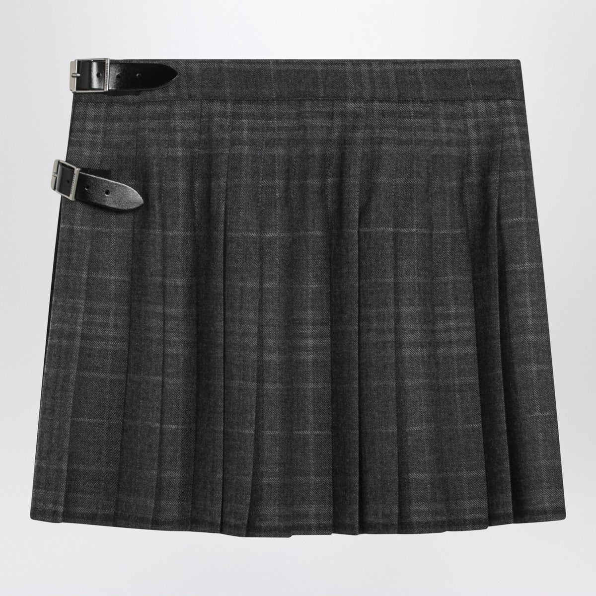 Balenciaga Grey shadow-effect tartan mini skirt