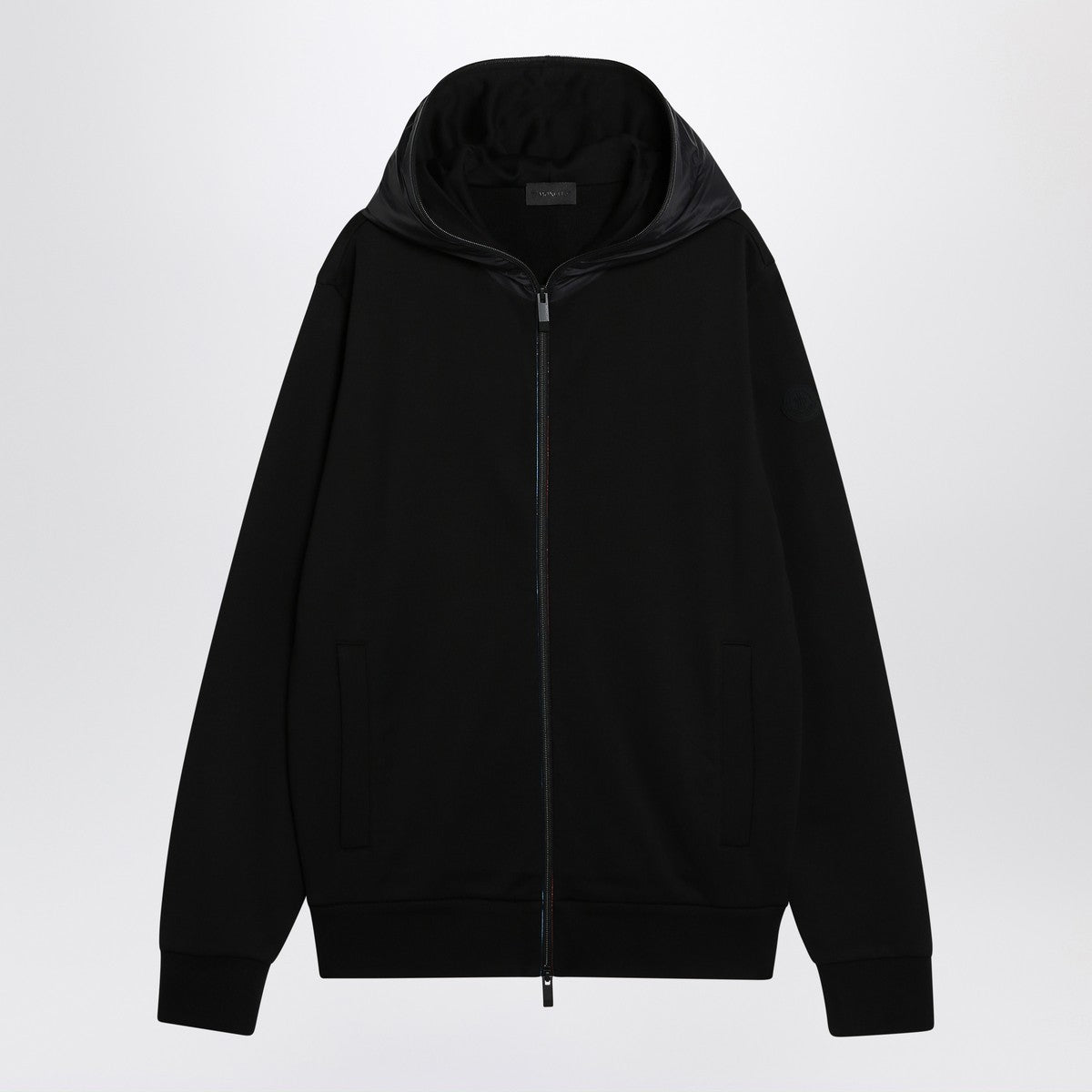 Moncler Black zip cardigan in cotton and nylon
