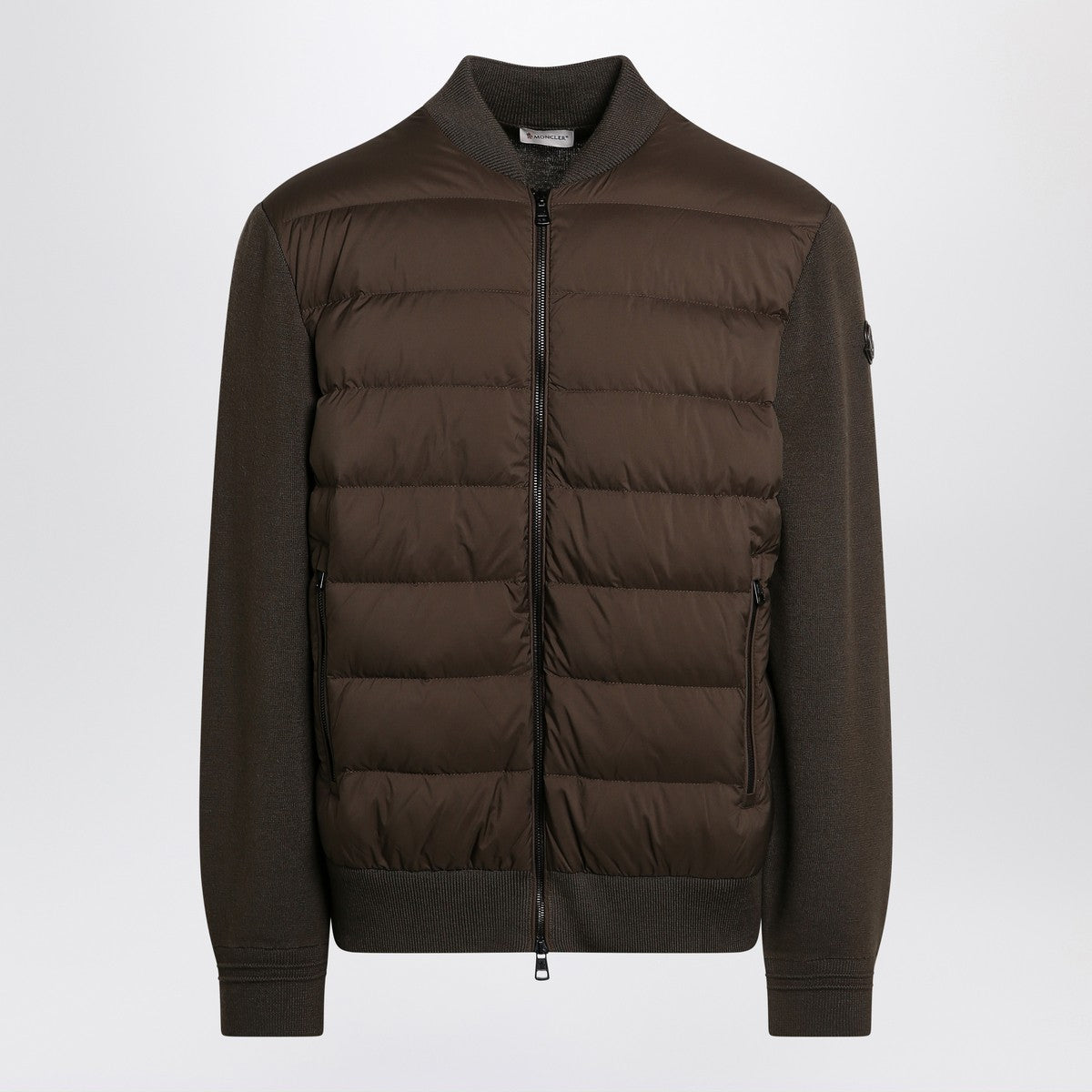 Moncler Cardigan with padded nylon knit sleeves