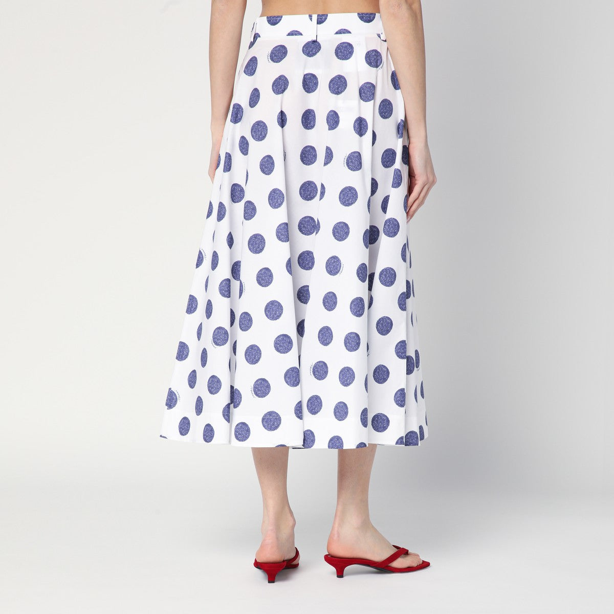 Moschino Flared white skirt with polka dots