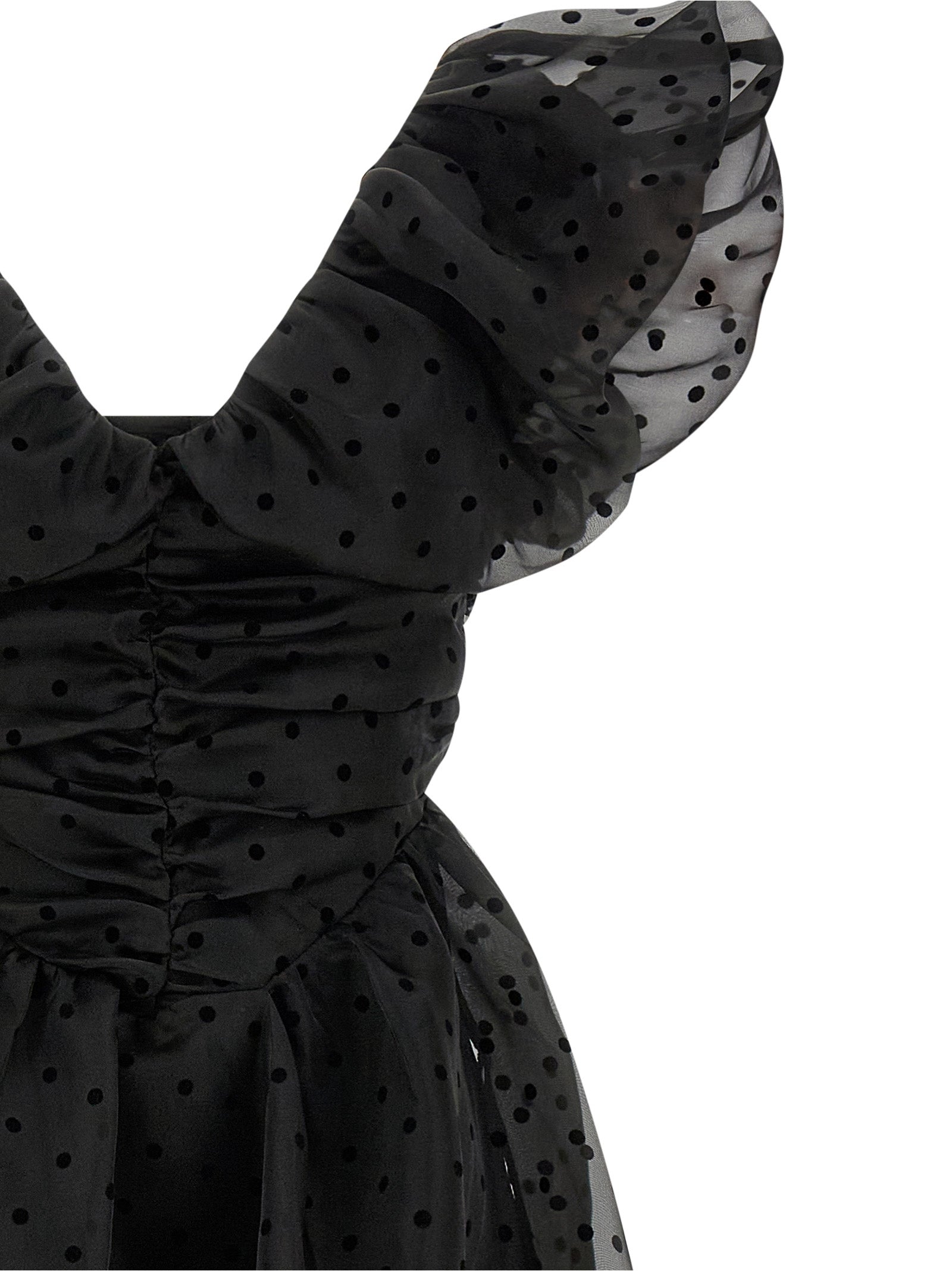 Ganni Black Organza Ruched Dress