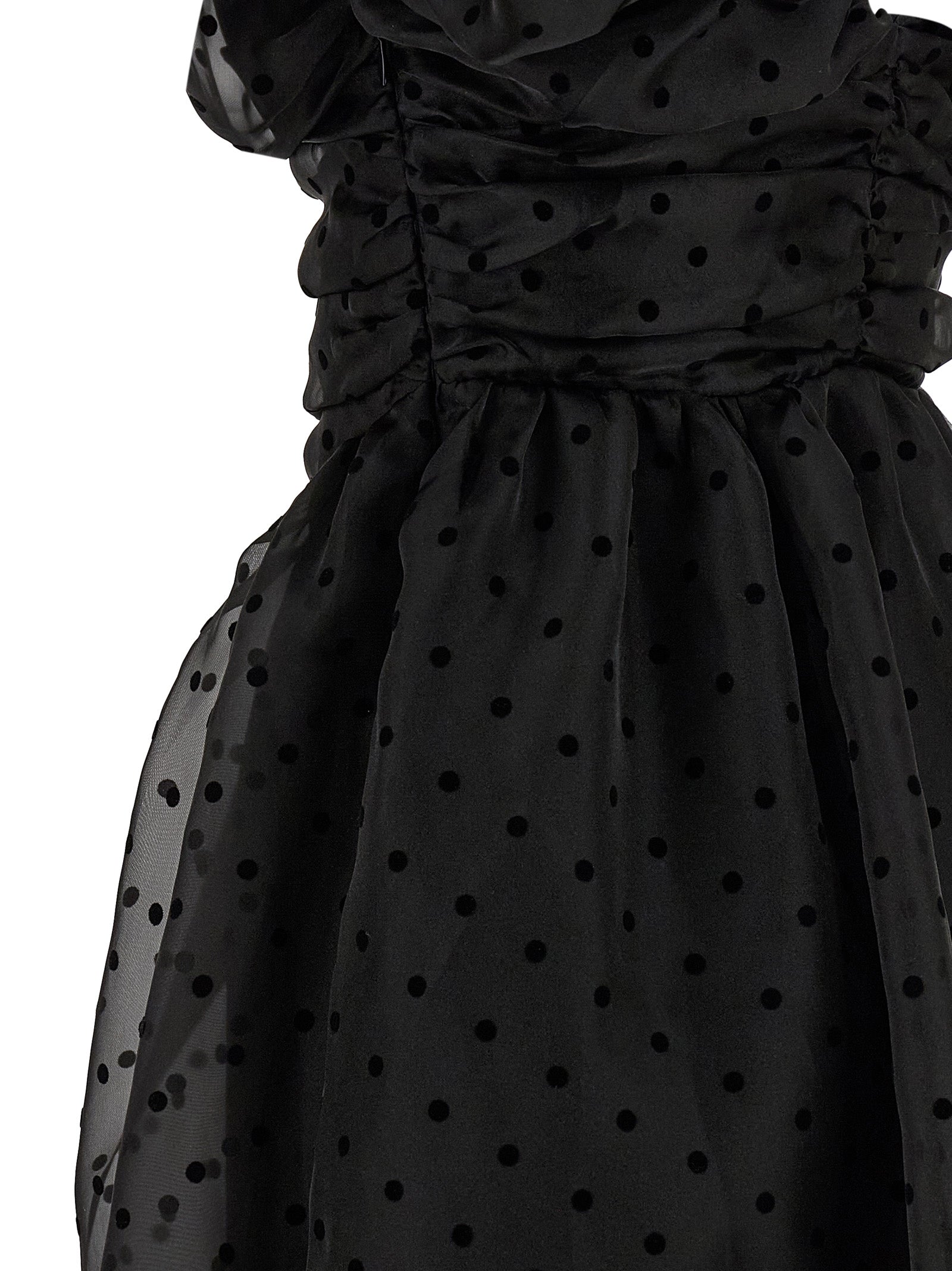 Ganni Black Organza Ruched Dress