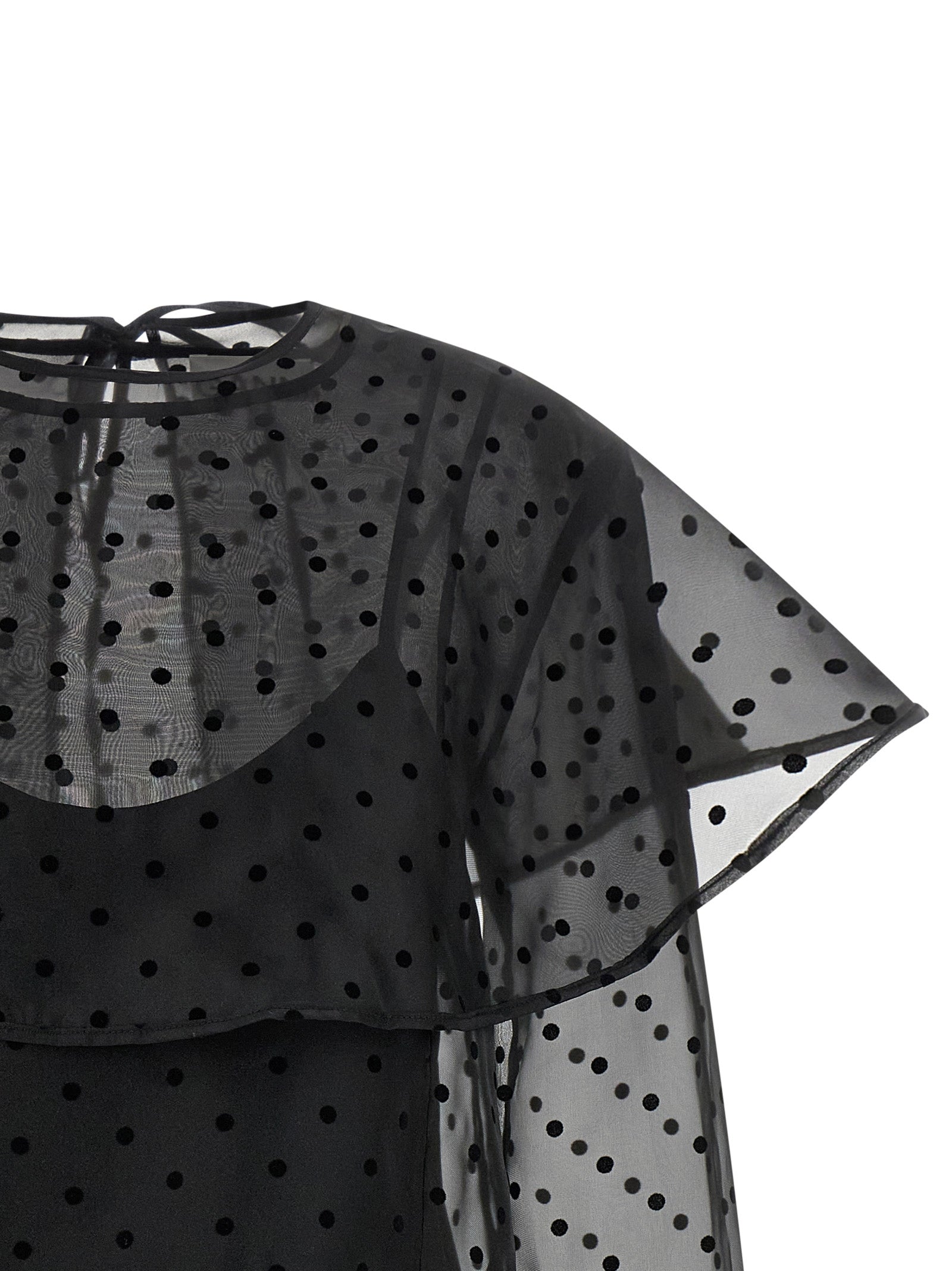 Ganni Black Organza Circle Collar Dress