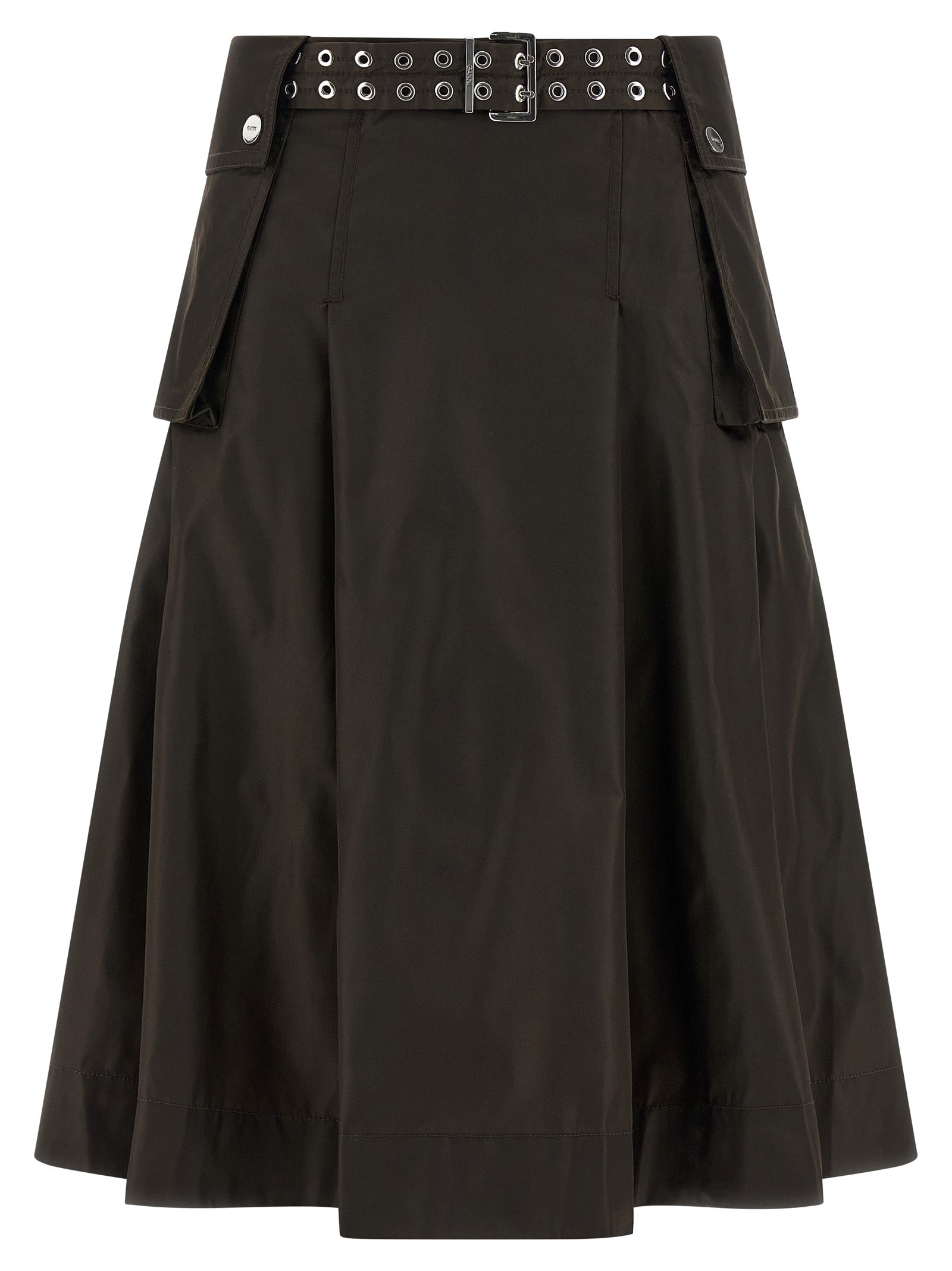 Ganni Duchesse Nylon Pleated Skirt