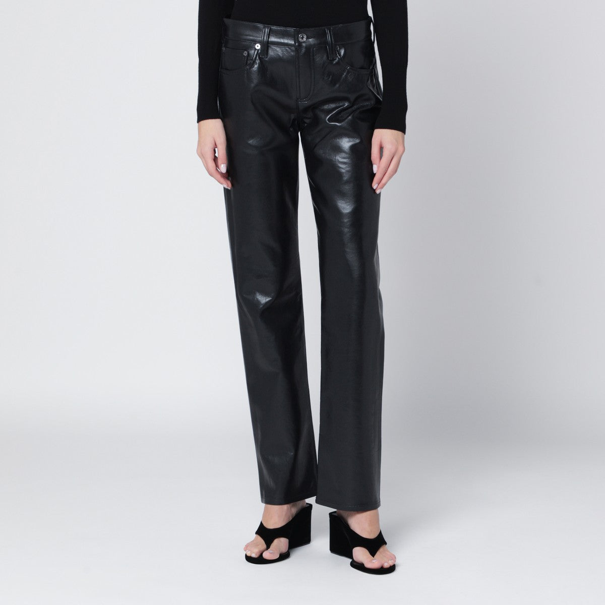 AGOLDE Black faux leather trousers
