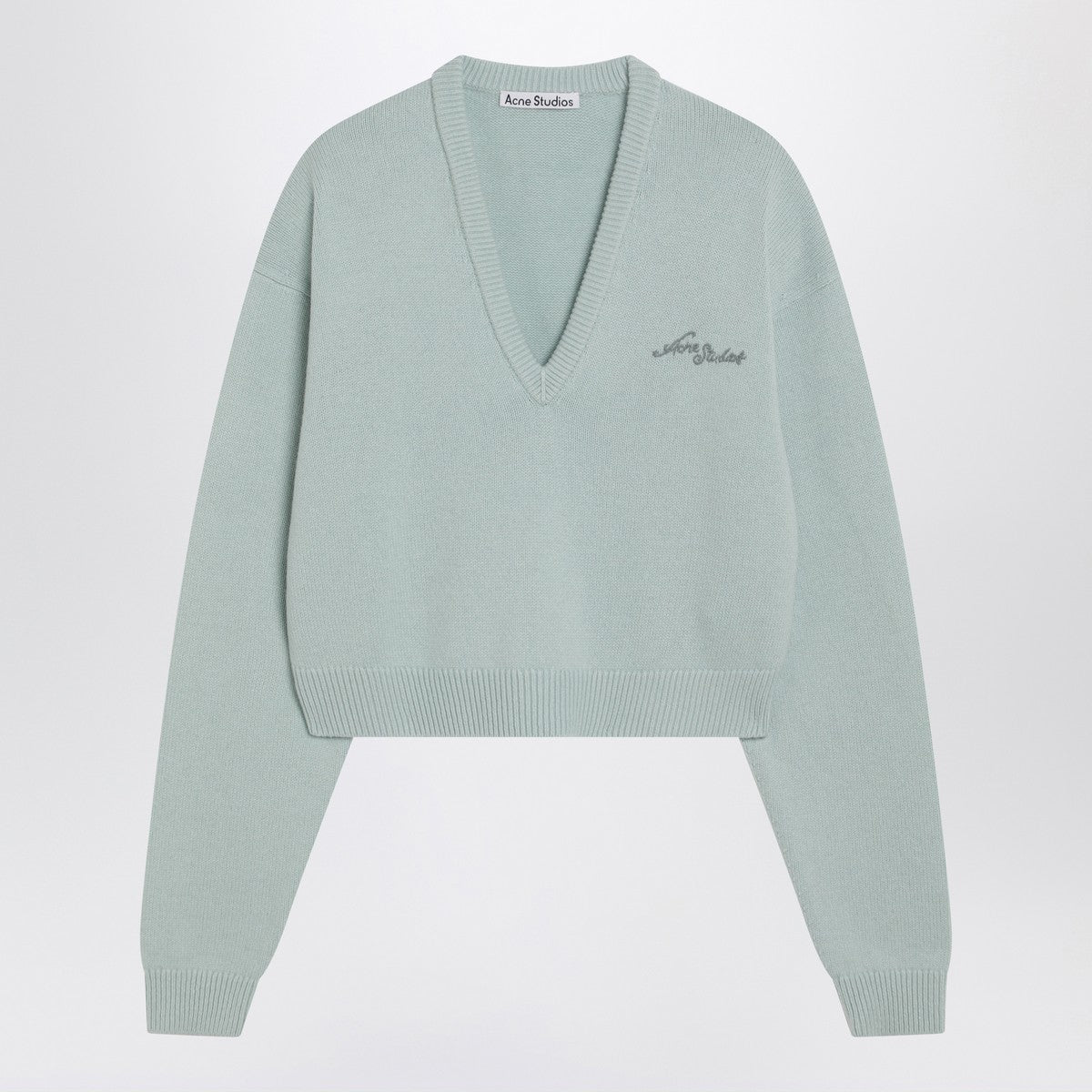 Acne Studios Faded mint wool v-neck sweater