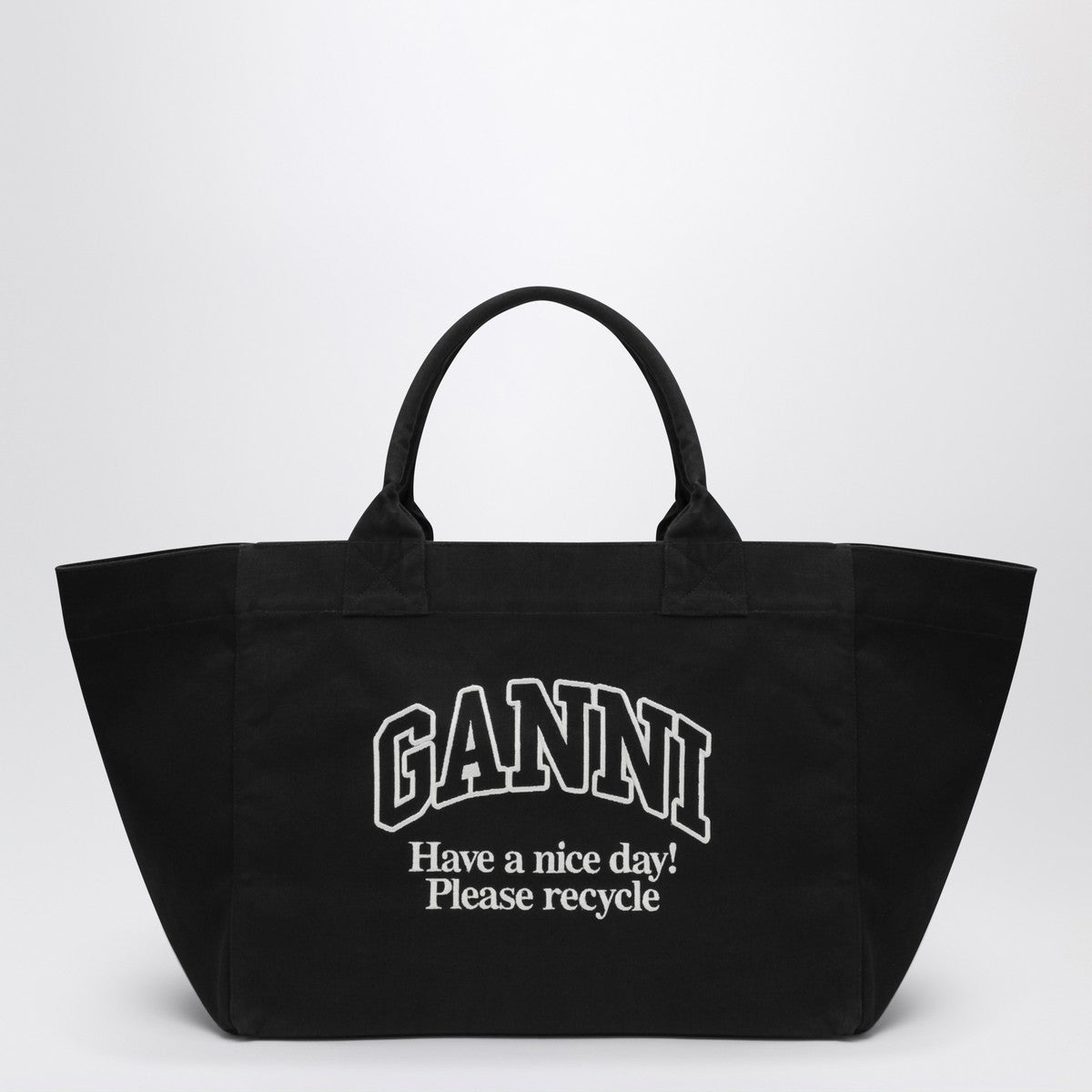 GANNI XXL black canvas tote bag