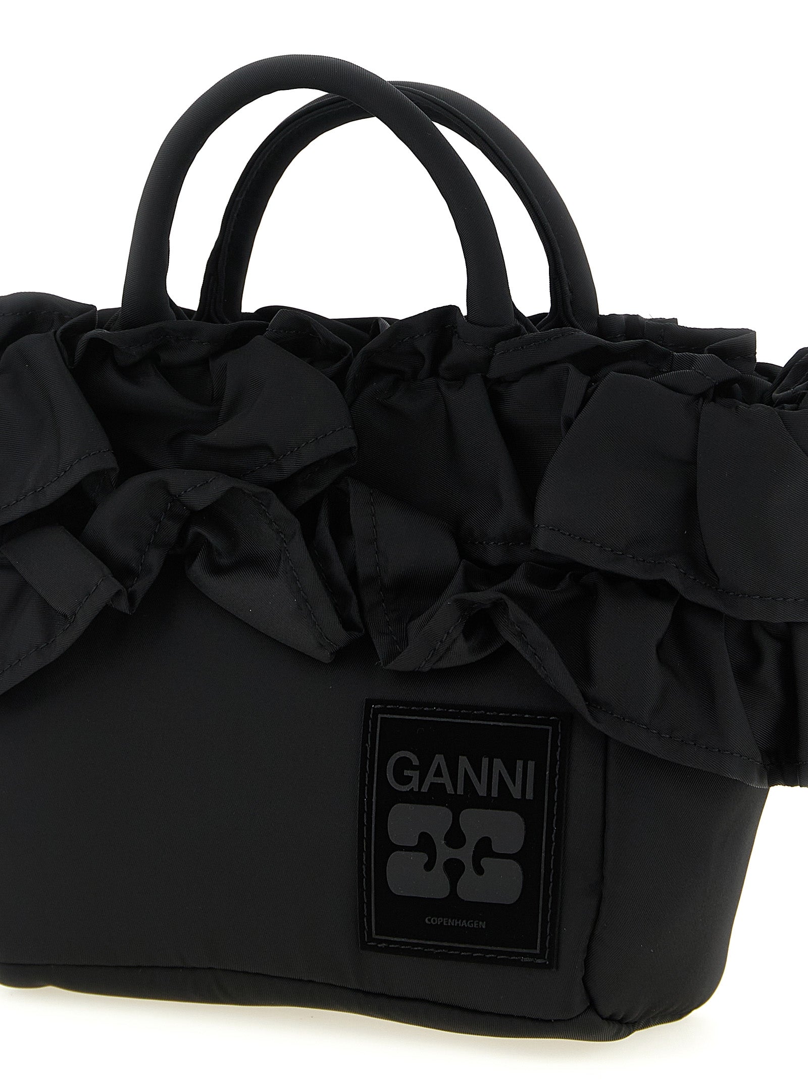 Ganni Mini Shopper Ruffle Handbag