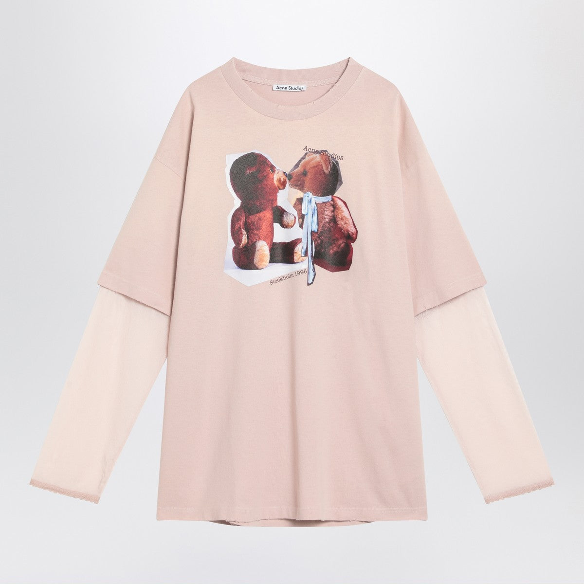 Acne Studios Pink violet layered T-shirt with print