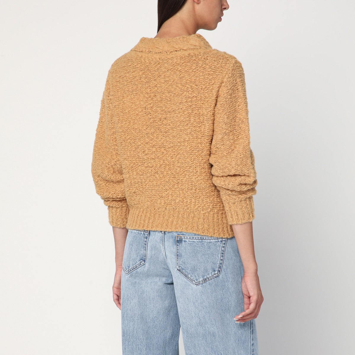 ISABEL MARANT Caramel-coloured Romane sweater with cable knit