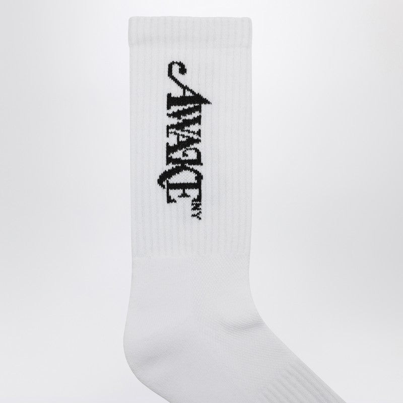 Awake NY White cotton socks with logo