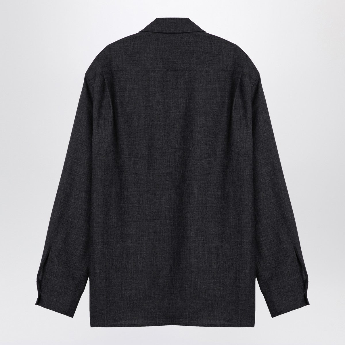 STUDIO NICHOLSON Dark grey wool zip shirt