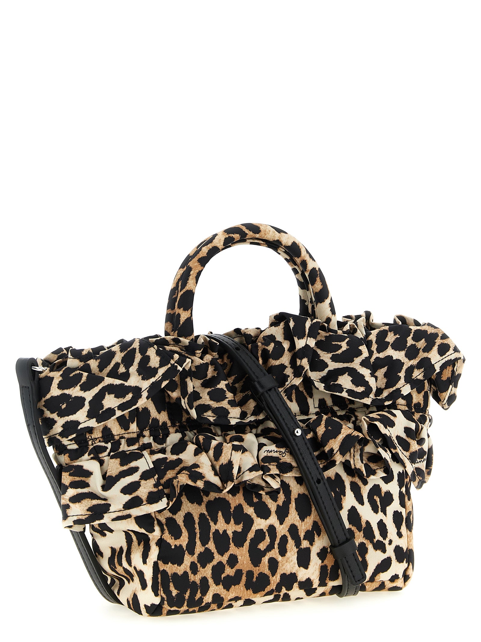 Ganni Mini Shopper Ruffle Print Handbag