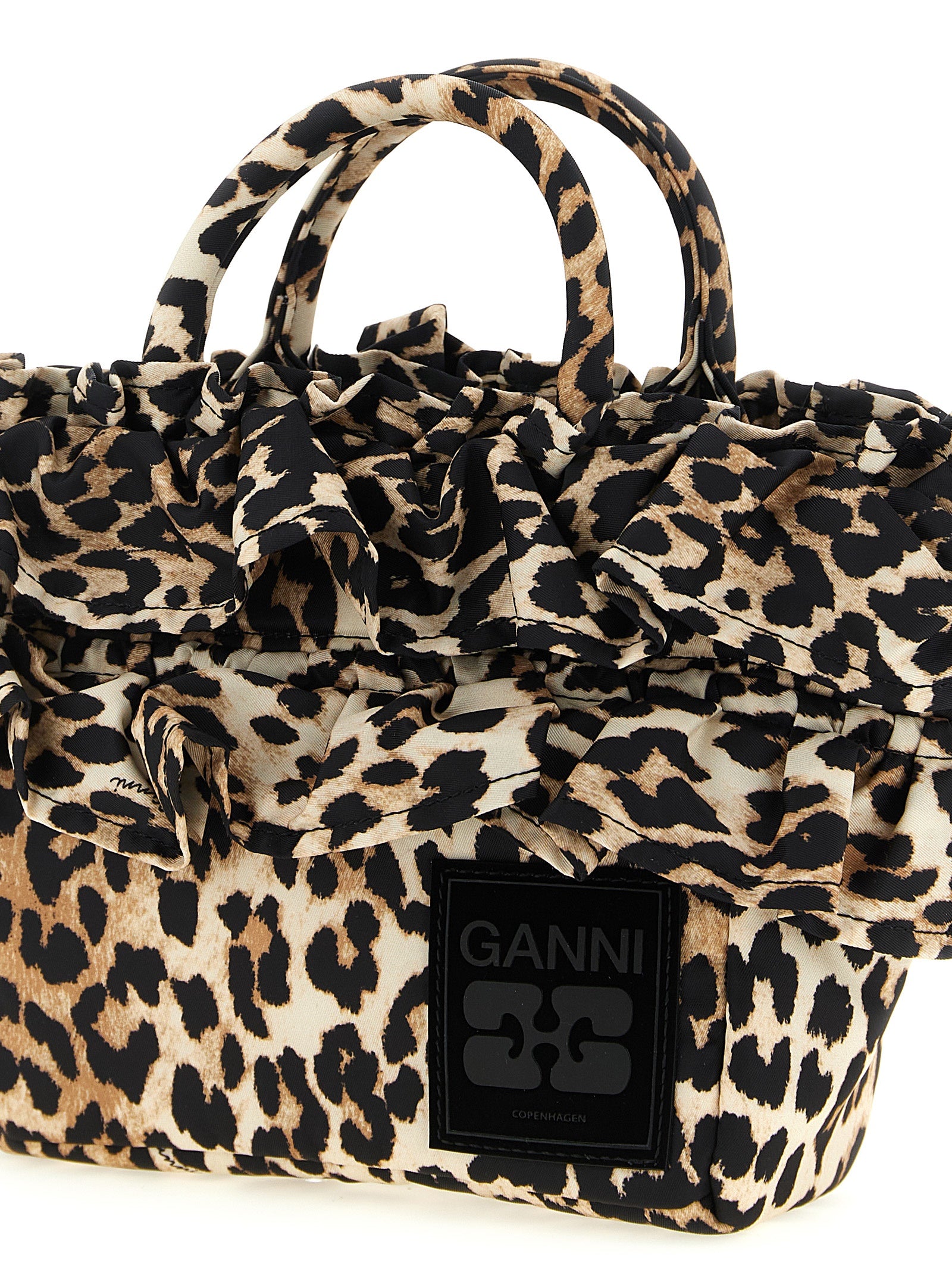 Ganni Mini Shopper Ruffle Print Handbag