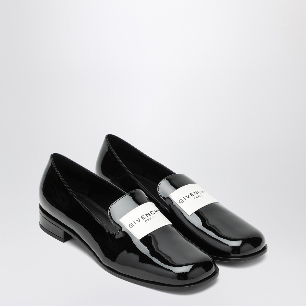 Givenchy Black patent leather tuxedo loafers