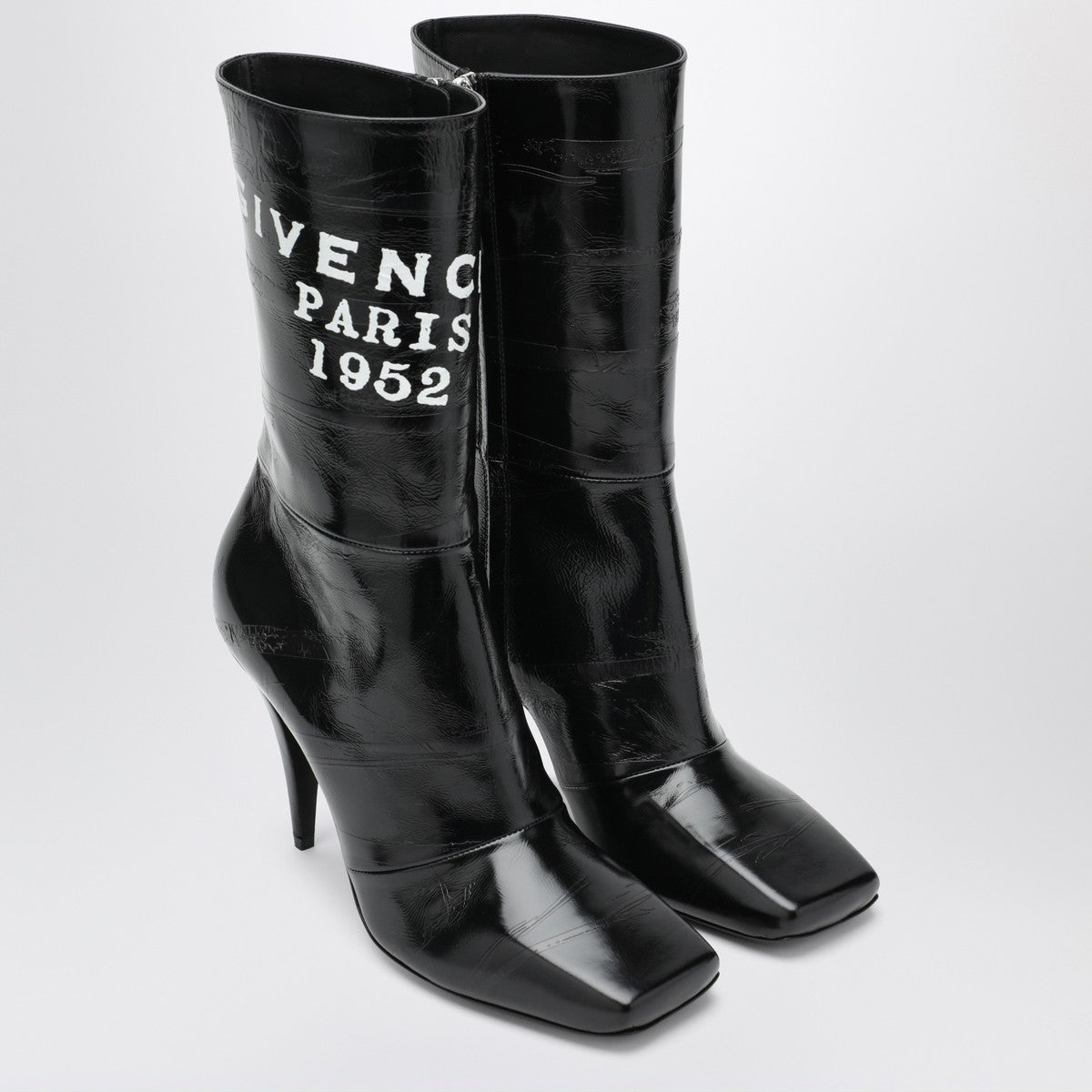 Black Sliced Square GIVENCHY Tape ankle boots