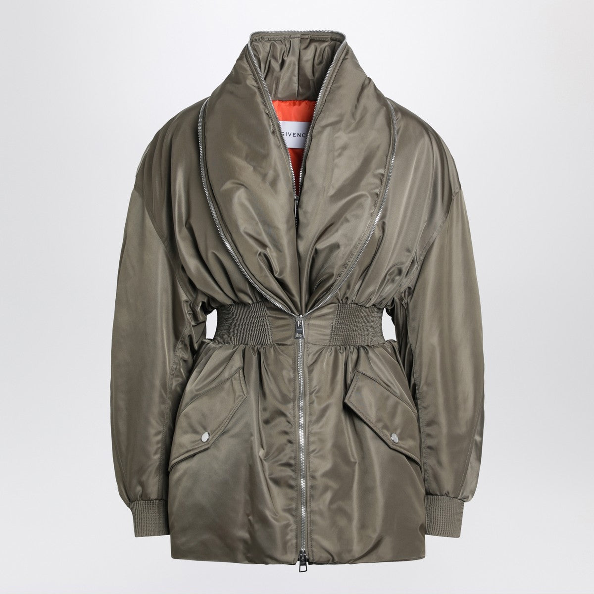 Givenchy Khaki shawl-collar bomber with zip