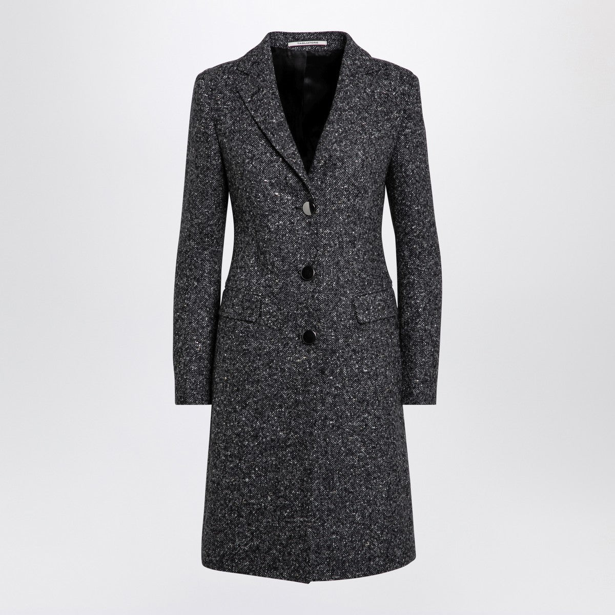 Tagliatore Black/white wool blend single-breasted coat