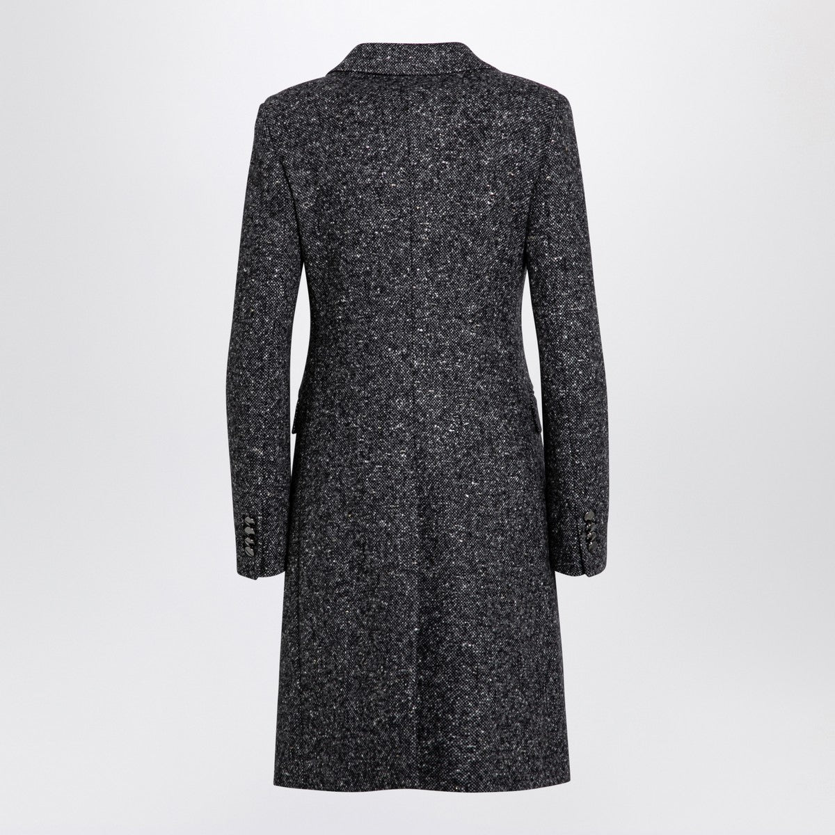 Tagliatore Black/white wool blend single-breasted coat