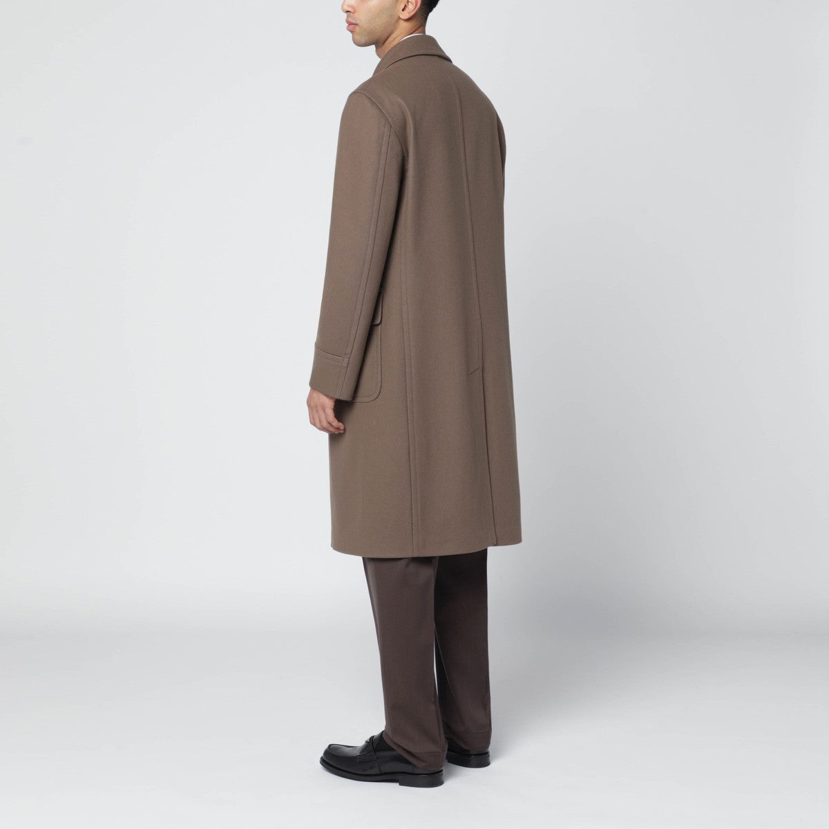 Tagliatore Taupe double-breasted wool-blend coat