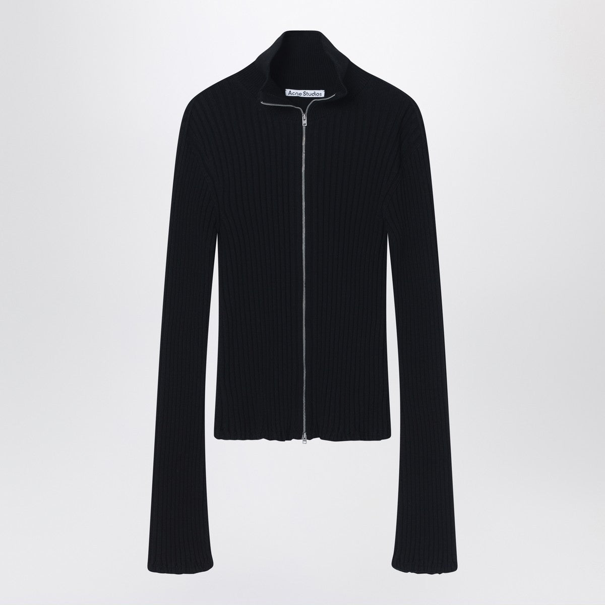 Acne Studios Black ribbed zip cardigan