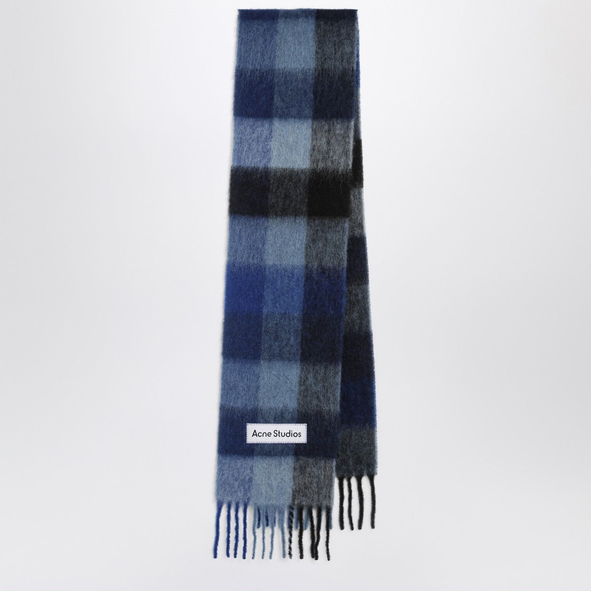 Acne Studios Dark navy/black/blue mohair checked scarf