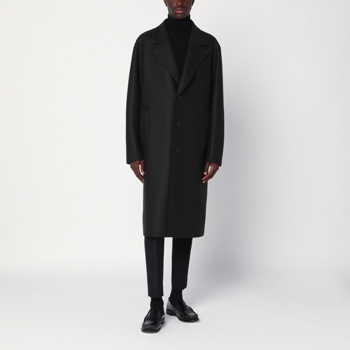 Harris Wharf London Khaki single-breasted wool coat