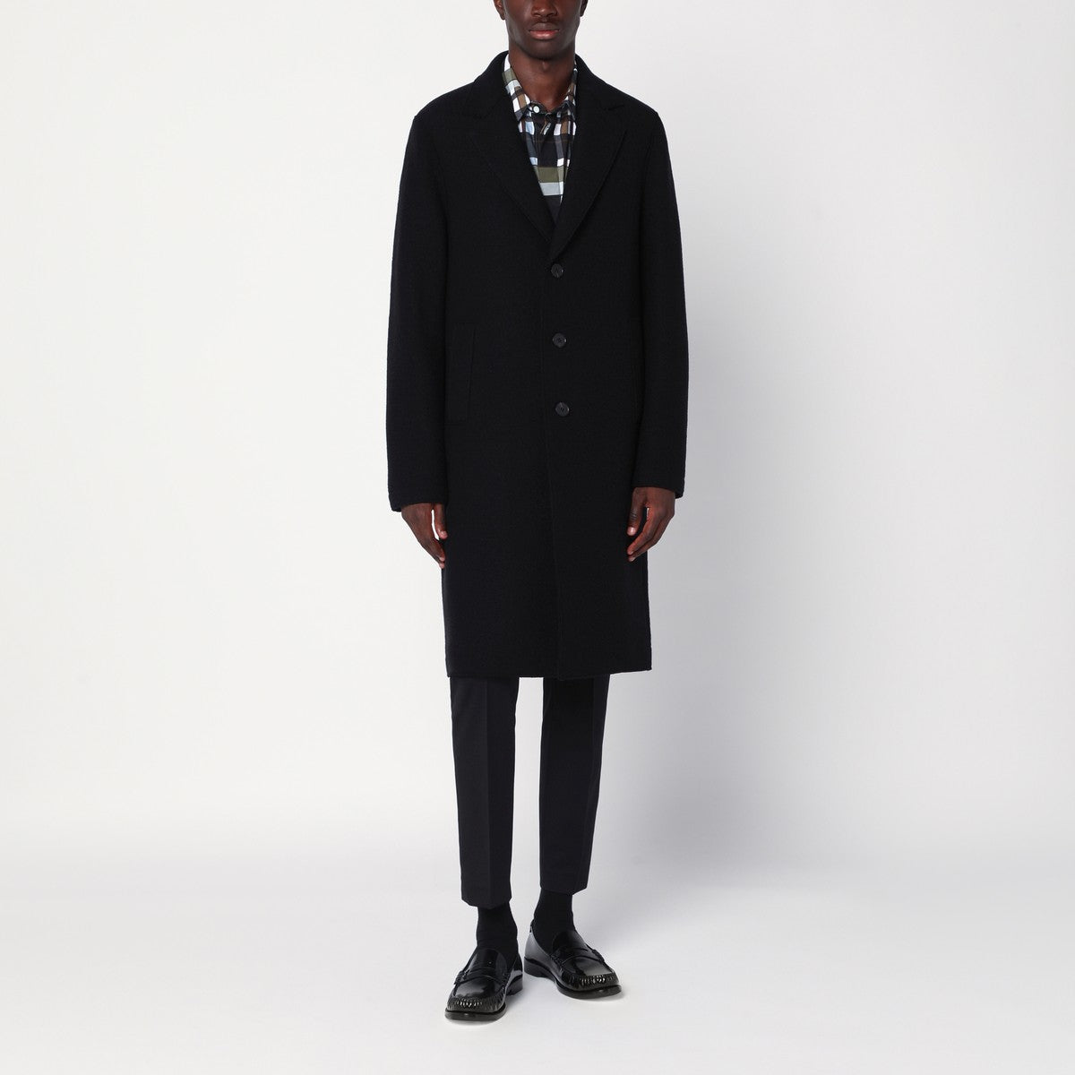 Harris Wharf London Black single-breasted wool coat