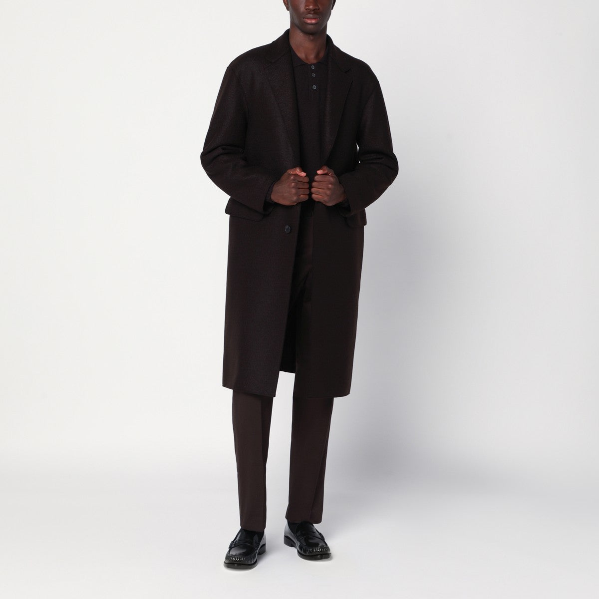 Harris Wharf London Brown single-breasted wool coat