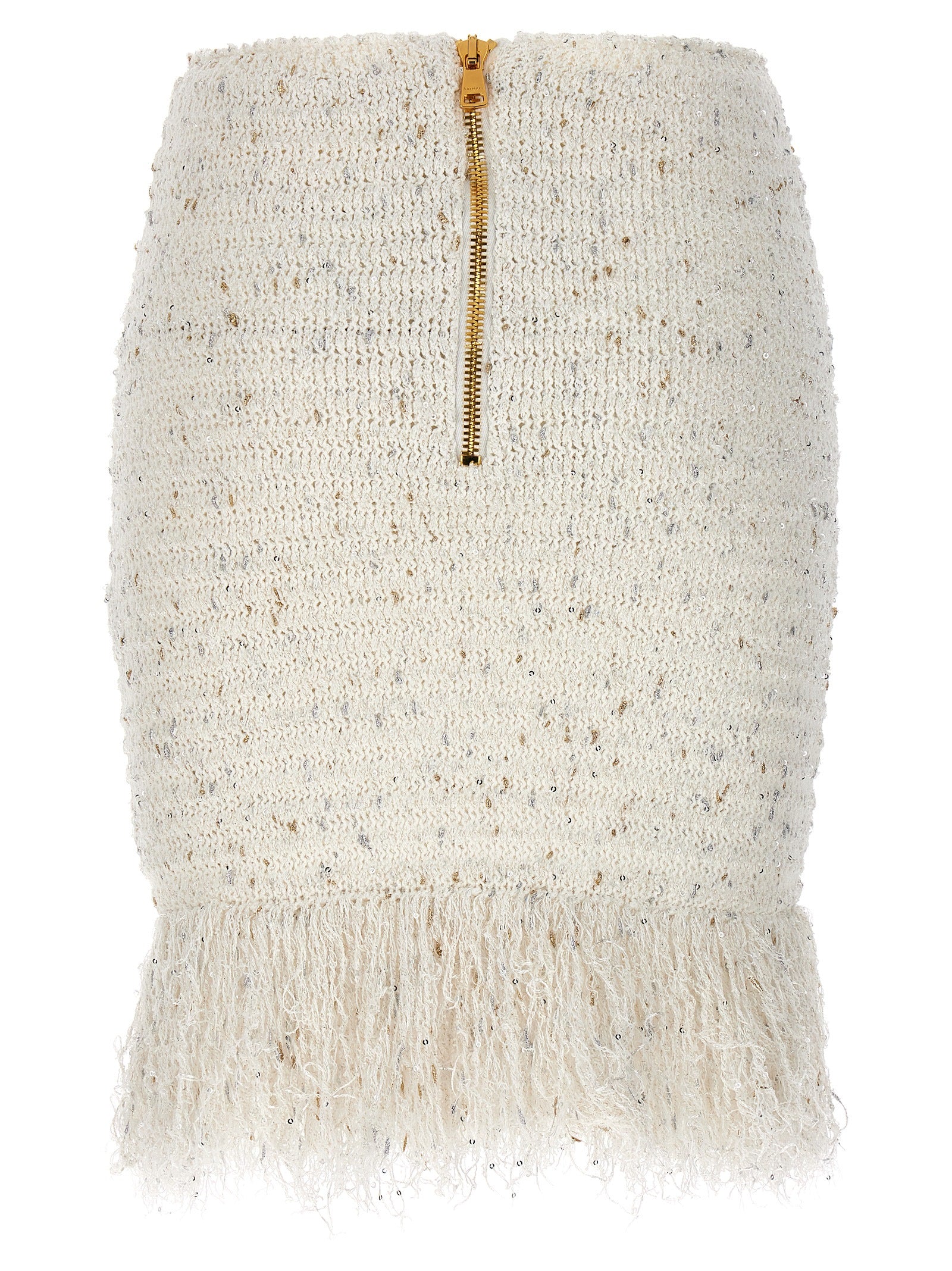 Balmain Fringed Tweed Skirt