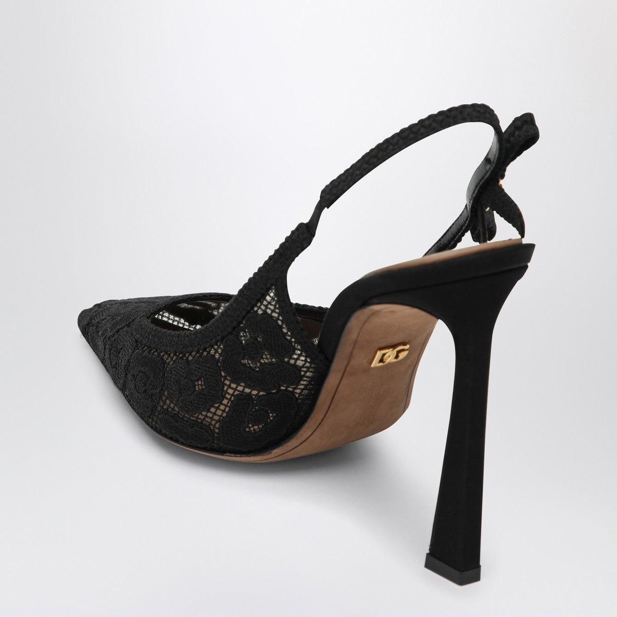 Dolce & Gabbana Dolce&Gabbana Black lace slingback with rhinestones