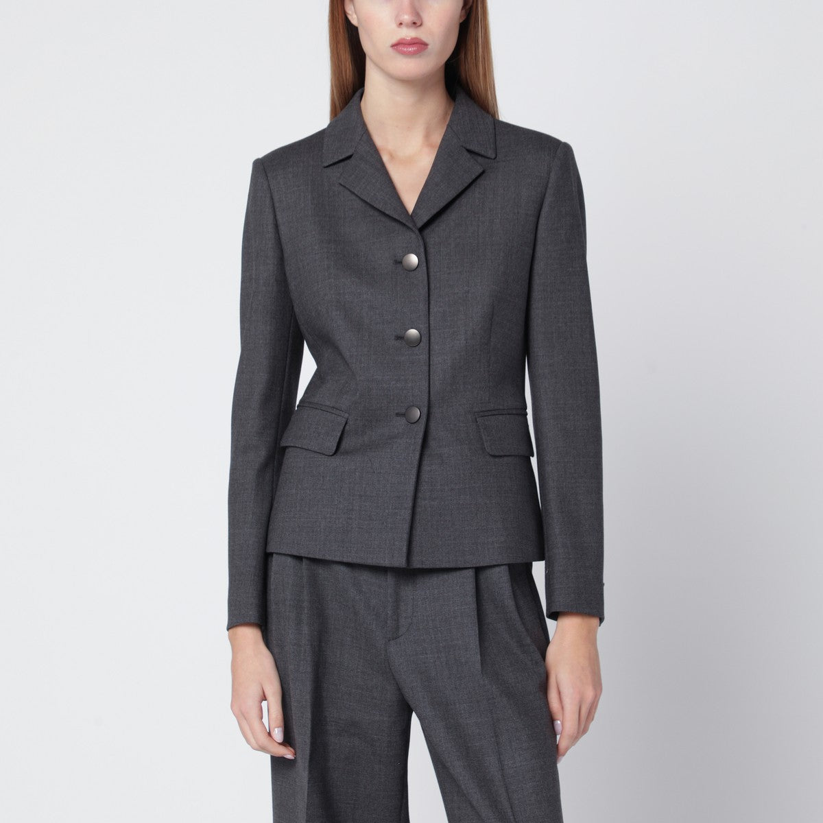 Tagliatore Grey wool-blend single-breasted jacket