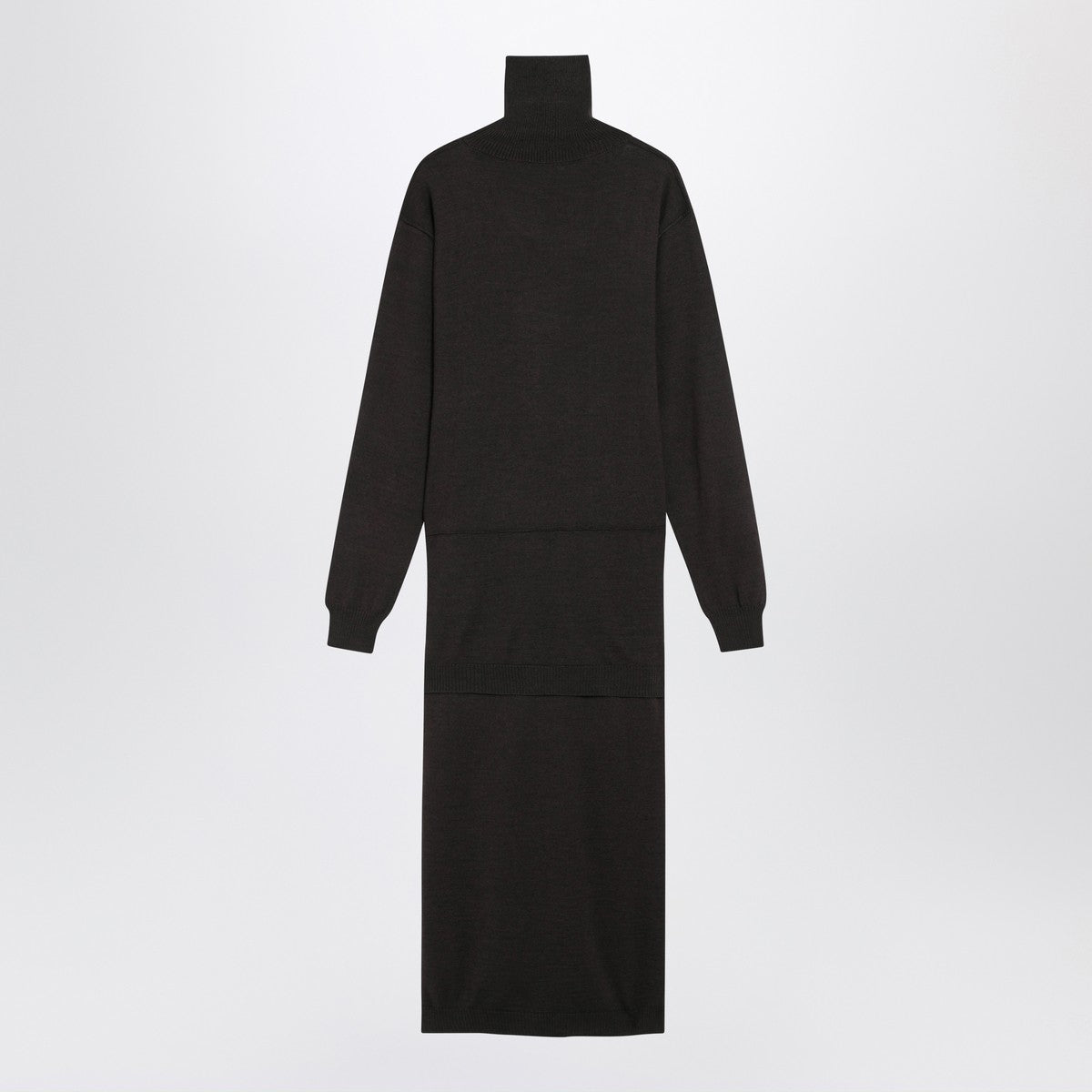 LEMAIRE Brown trompe-l''oeil wool-blend dress