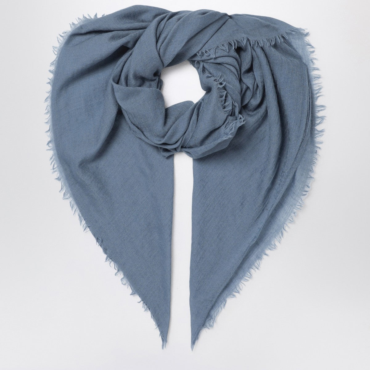 Destin Oxford blue wool-silk blend scarf