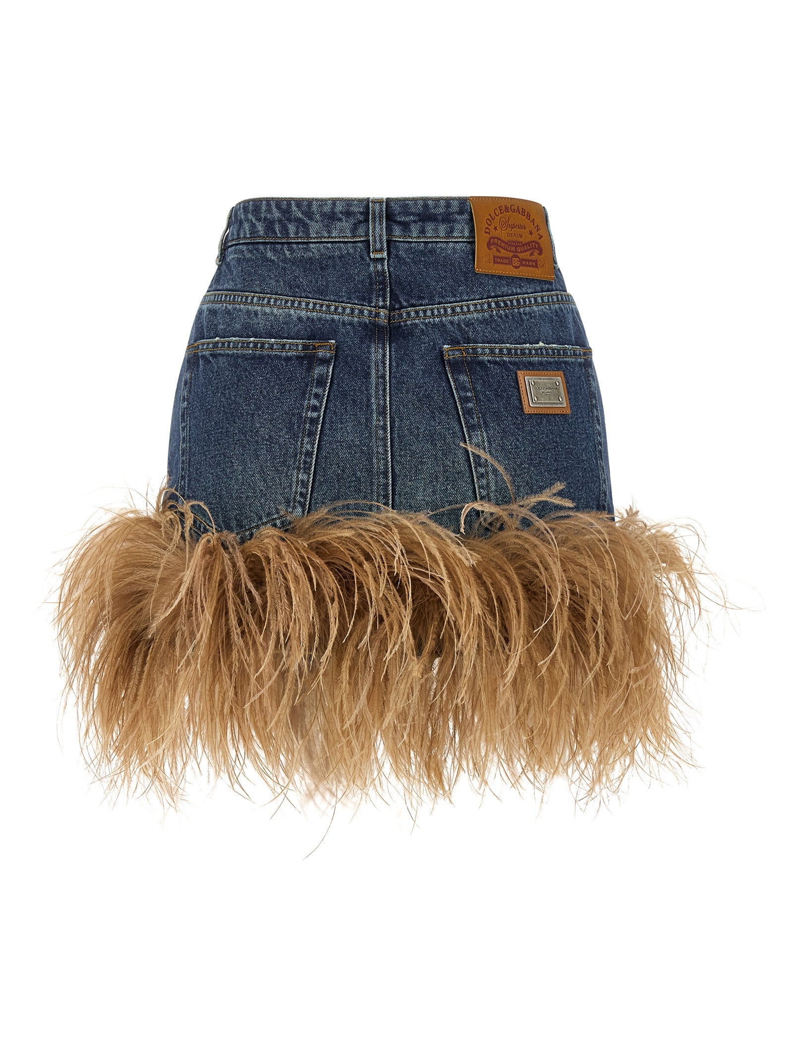 Dolce & Gabbana Feather Denim Skirt