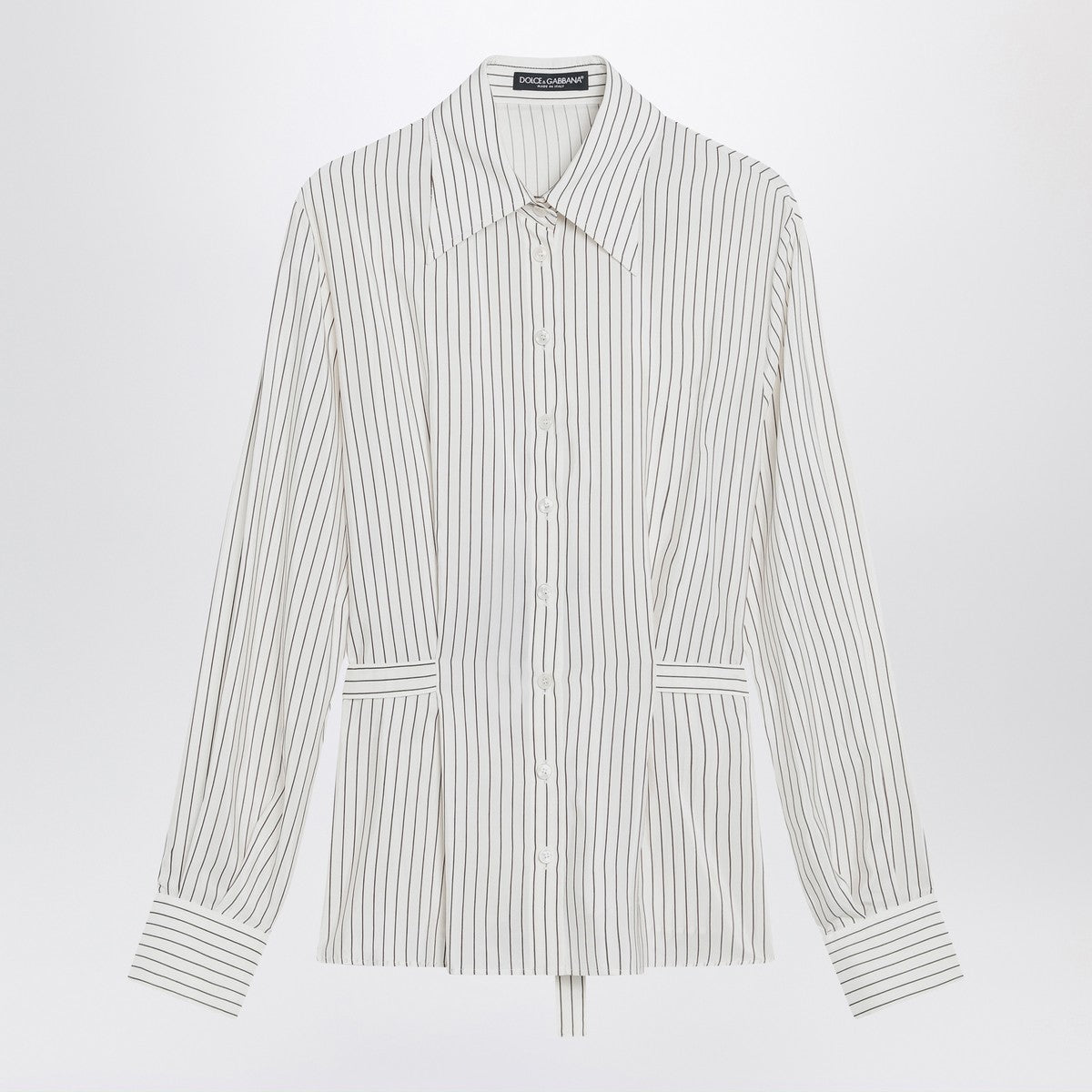 Dolce & Gabbana Dolce&Gabbana White pinstriped shirt in silk and cotton