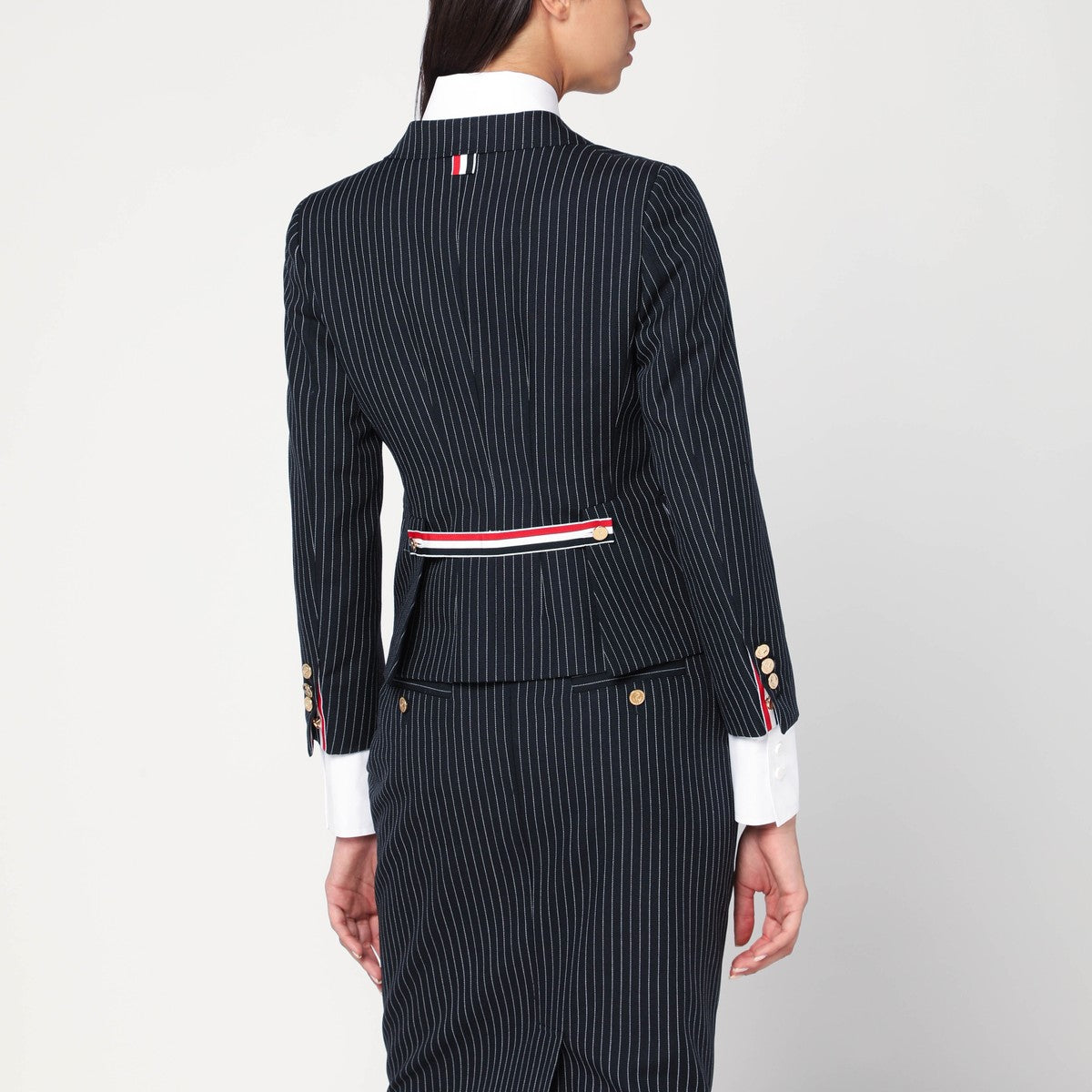 Thom Browne Navy pinstripe wool blazer