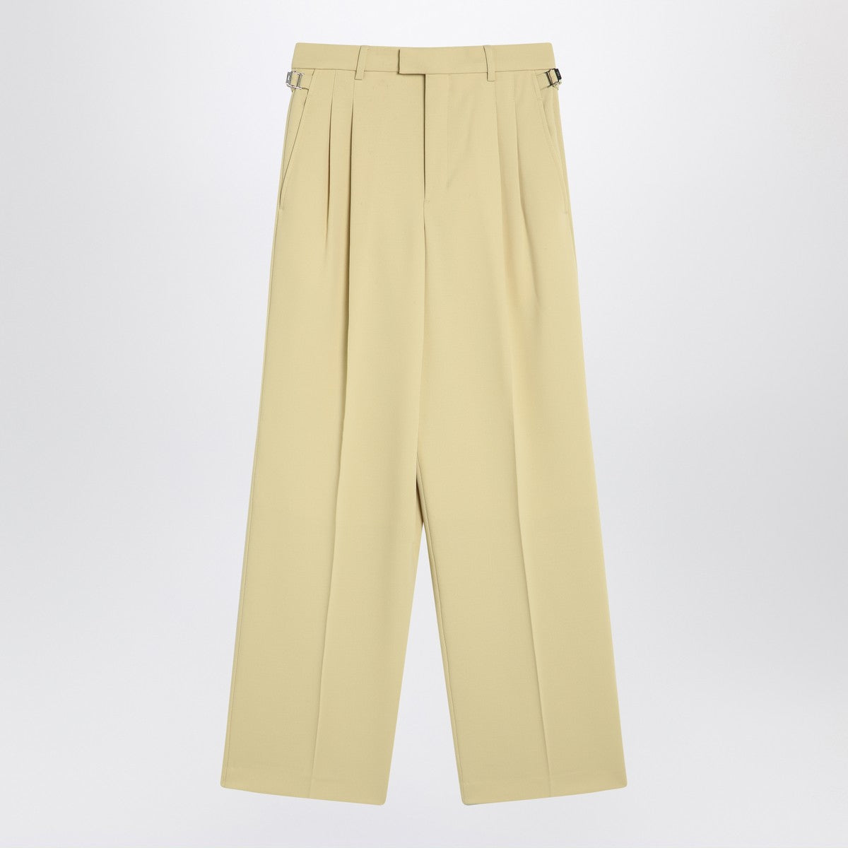 Ami Paris Wide lime-coloured wool trousers