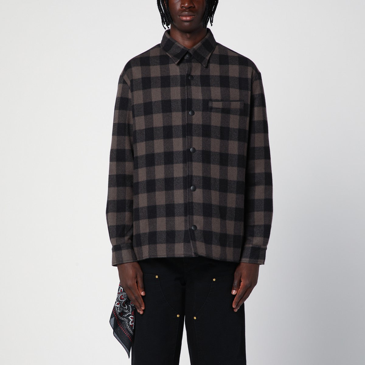 Destin Check pattern wool and cashmere overshirt