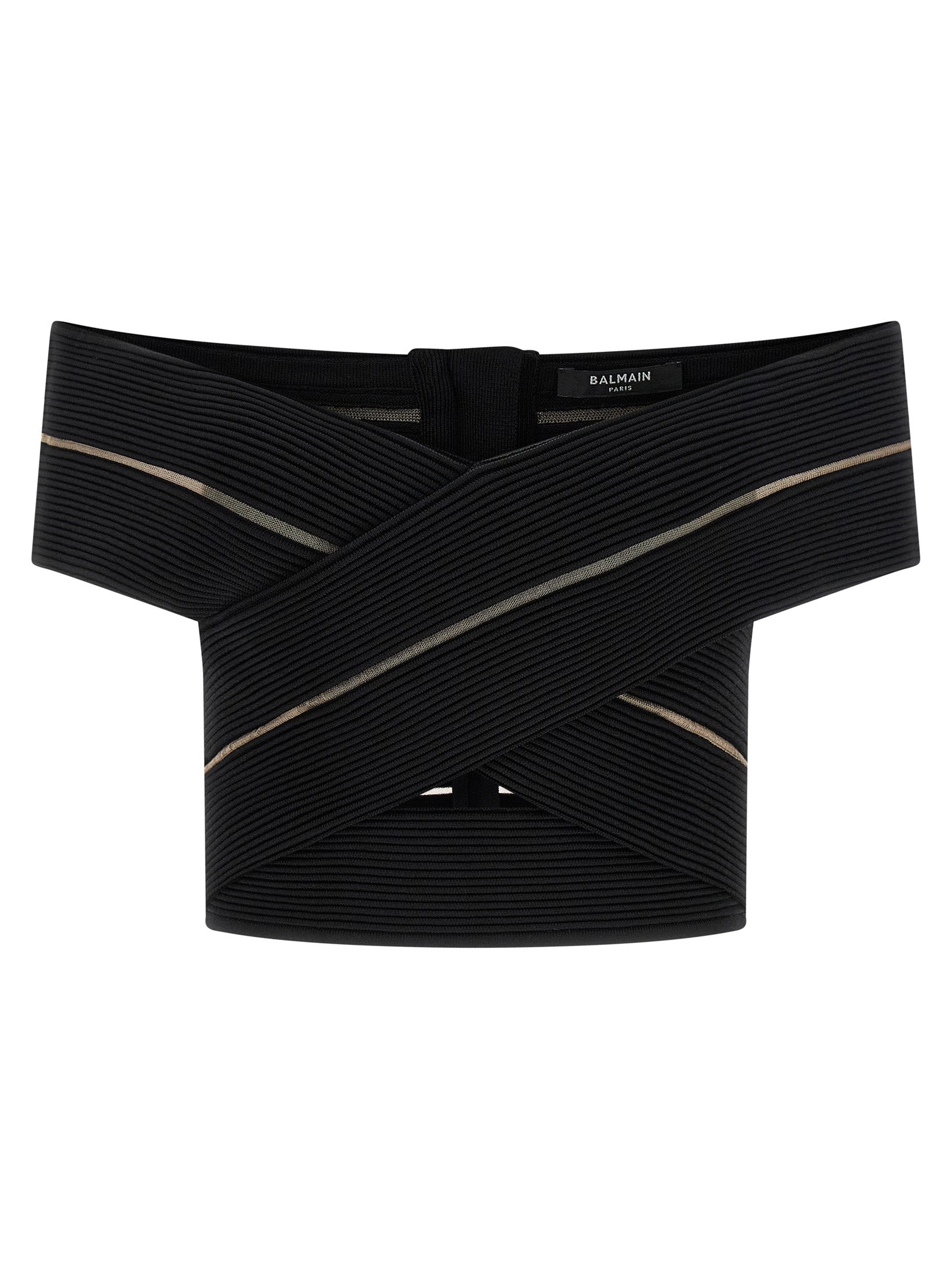 Balmain Off-the-shoulder Crop Top