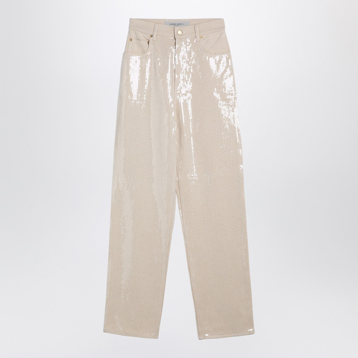 Golden Goose Trousers with transparent sequins écru