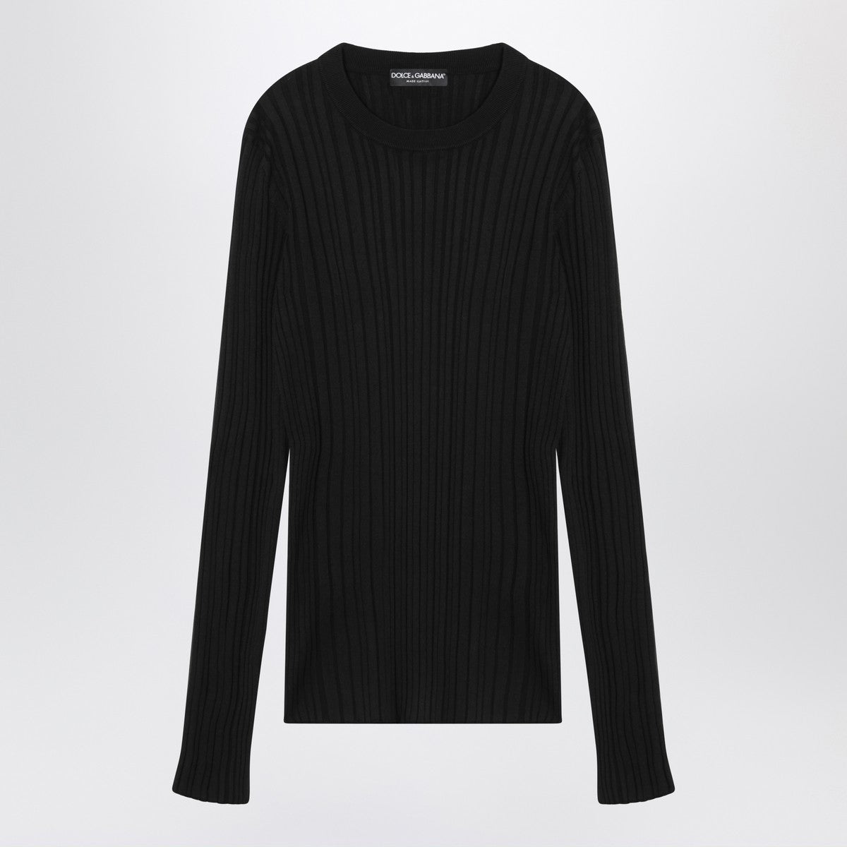 Dolce & Gabbana Dolce&Gabbana Black ribbed silk and cotton sweater
