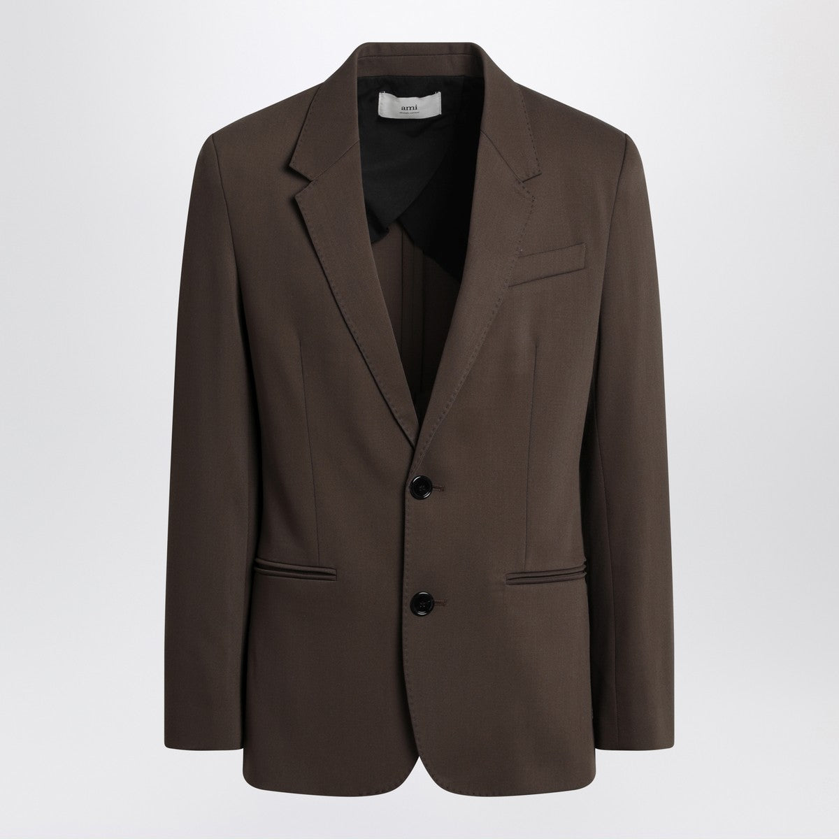 Ami Paris Single-breasted olive black wool jacket
