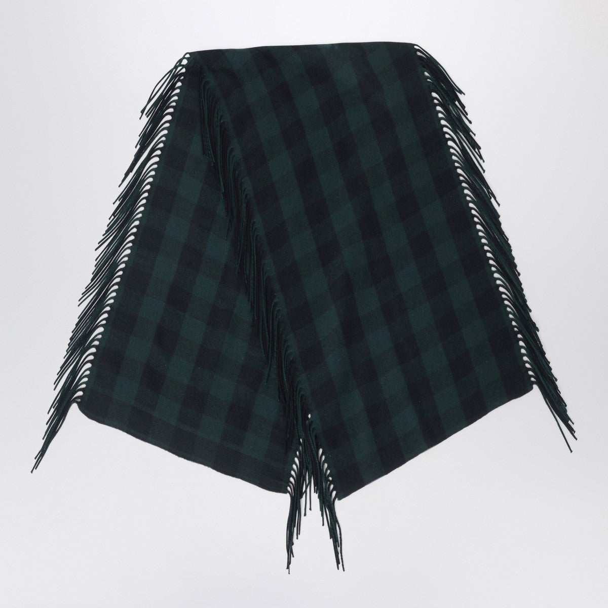 Destin British green check wool and cashmere shawl