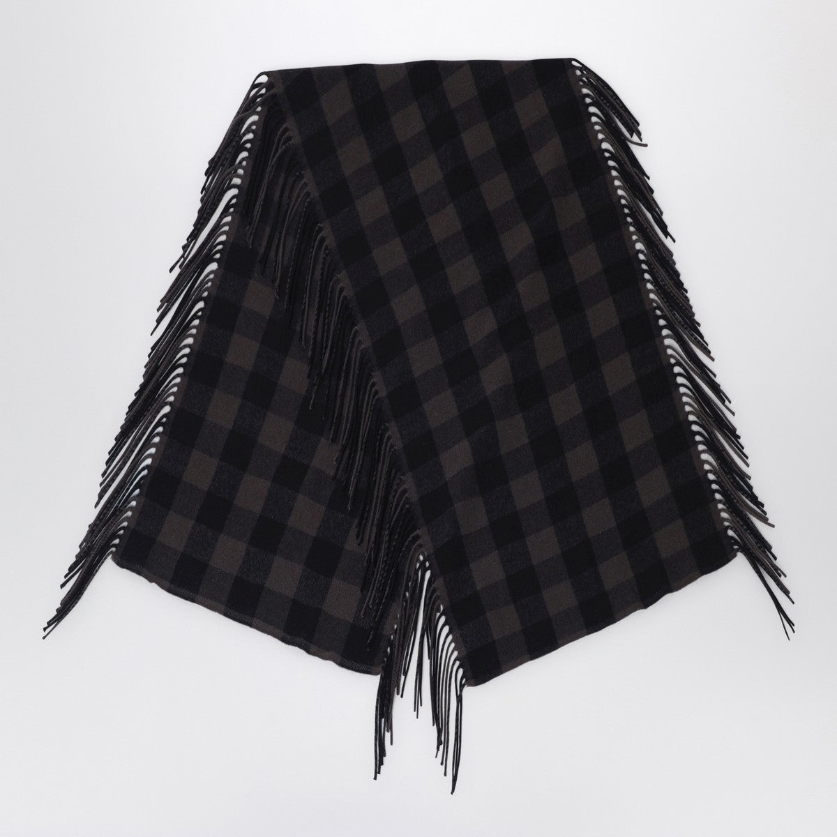 Destin Brown check wool and cashmere shawl